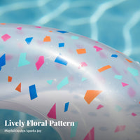 Long-Lasting PVC Inflatable Swim Float Colorful Pattern Patterned Pool Tube Leak-Proof Valve Inflatable Pool Tube Quick Inflation & Deflation for Teens, Adults, Beach, Vacation, Lake