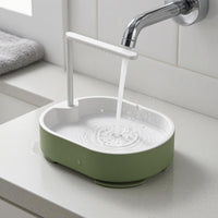 Green and White Parrot Bath Basin Rounded Rectangular Bird Shower Bath Integrated Side Support Parrot Bathtub Clear Tube
