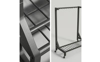 Freestanding Racket Storage Rack with Wheels Mobile Racket Rack with Wheels Rolling Floor Stand Upright for Coaches, Athletes, Collectors, Tennis Clubs, Sports Shops, Home Gyms