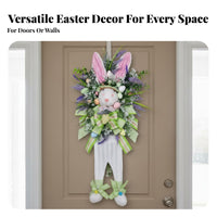 Artificial Greenery Easter Bunny Wreath Festive Holiday Essence Easter Door Decoration Soft Fabric Textile for Porch Decor