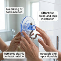 Vacuum Hook Stainless Steel Suction Cup Heavy Duty for Smooth Surface, Removable Hangers for Students and Dorms