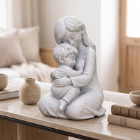 Stone-Look Mother and Son Figurine Home Decor Mother and Son Statue Sentimental Meaningful for Mothers, Art Collectors, Tabletop