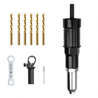 Metal Front Electric Rivet Head Black Housing Rivet Adapter Head Cylindrical Tool Accessory Easy to Use