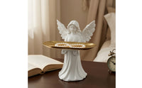 Angel Statue with Tray Tabletop Angel Sculpture with Tray Carved Decor for Entryway