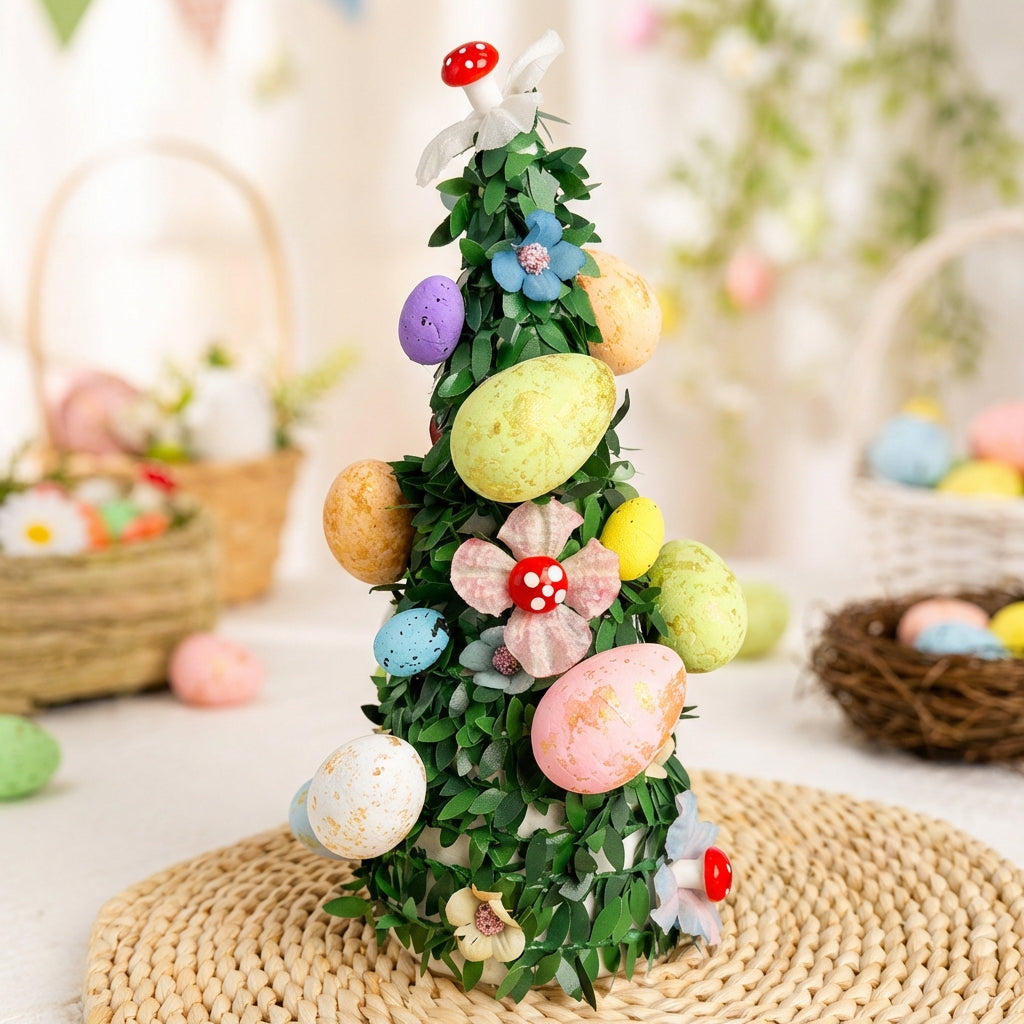 Easter Easter Cone Decoration Colorful Eggs Artificial Easter Tree Festive Atmosphere Cone-Shaped Egg Decoration for Families, Homeowners