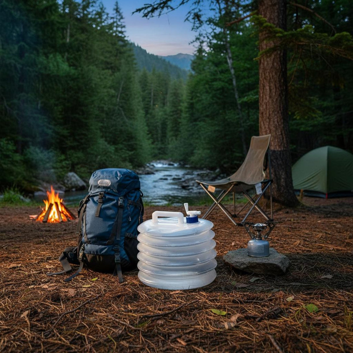 Portable Water Tank with Large Capacity Folding Water Bag with Spigot   Outdoor Gear for Road Trips, Picnics