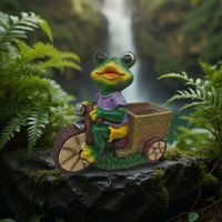 Frog Statue with Planter Outdoor Frog Planter Whimsical Ornaments for Gardeners, Patio, Balcony