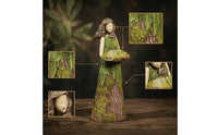 Figurine with Bowl Rustic Statue Artisanal for Shelf, Patio