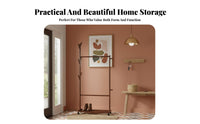 Foldable Rolling Clothes Rack Space-Saving Design Rolling Rack with Shelves and Hooks Easy Assembly Home Furniture Heavy Duty for Apartment Dwellers, Homeowners, Students, Bedroom, Entryway, Living Room