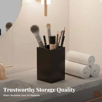 Lidded Brush Holder with beads Transparent Design Cosmetic Organizer Clear View