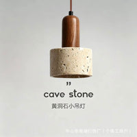 Vintage Bedside Pendant Light Retro Wabi-Sabi Style with Yellow Travertine for Hotel Restaurant