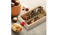 Wooden Base Lever Nut Sheller Red Handle Manual Nut Sheller Adjustable Screw Nutcracker