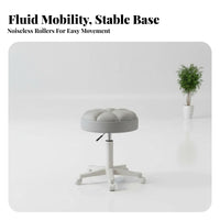 paddinged Seat Adjustable rotate Stool with supportrest Stable five-point Base Rolling Chair robust Duty Construction Commercial Seating Ergonomic support for Hair Stylists Artists, salon, hairstylist Shop, Studio, Clinic