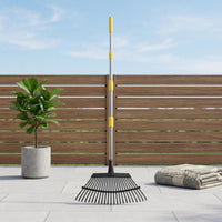 Long Handle Fan Rake Yellow Accents Metal Tine Rake Black Yard Tool Wide Head