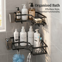 Carbon Steel Triangle Corner Shelf No Drill Storage, Wall Mounted Shelves for Toiletries Holder, Single Tier Home Storage Organizer Rack