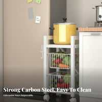 Kitchen Storage Cart with Wheels Space-Saving Design Rolling Kitchen Storage Rack Large Capacity Microwave Stand with Baskets for Balcony, Dining Room