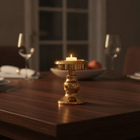 Short Taper Candle Holder Small Taper Candle Holder with Wide Base Metallized Candlestick with Pedestal Base for Wedding