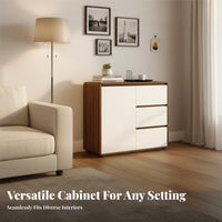 Modern Sideboard Minimalist Design Dining Room Buffet Server Solid Wood Construction Kitchen Storage Cupboard for Homeowners, Hallway, Bedroom, Office