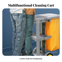 Heavy-Duty Housekeeping Service Cart Easy to Maneuver Janitorial Cart with Bag High Load Capacity Sturdy Construction for Housekeepers, Janitors, Maintenance Workers, Office Buildings, Schools, Offices