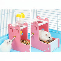 Bite-Resistant Hamster Bottle and Food Bowl, Hamster Water Bottle with Stand, Happy Face Hamster Water Bottle, for Hamsters and Hedgehogs, 13cm