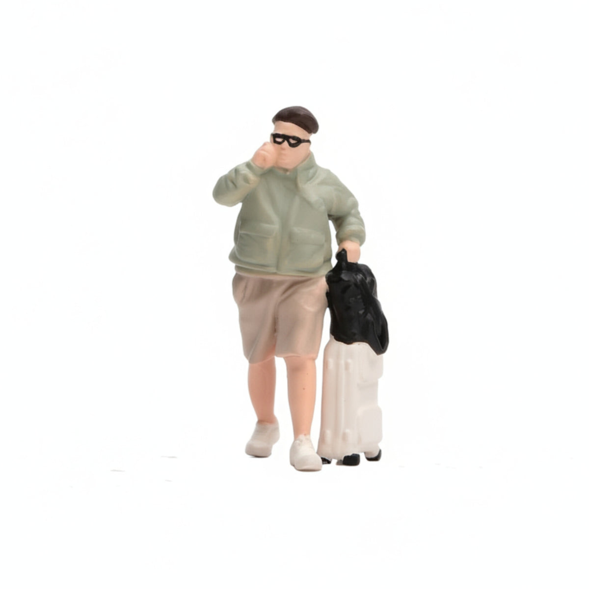 Miniature Man with Suitcase Tiny Passenger Figure Small Miniature Figurines for Hobbyists, Display Layouts