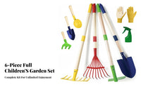 6 Pieces Kids Gardening Tool Set Long-Lasting Construction Kids' Gardening Tools Children's Yard Tool Kit Sturdy Wooden Handles