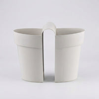Plant Pots for Garden Fence and Flower Box Display, Oval Plant Pots for Indoor and Outdoor Use, Hanging Planter with Detachable Hooks, Gray