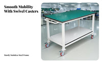Anti Rolling Cart Locking Casters 2-Tier Tool Trolley Braking Wheels 2 Shelf Utility Cart for Craftsperson S, Technicians, Factory, Garage, Work Site
