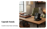 Heavy-Duty Steel Desktop Speaker Stand Reduces Vibration Bookshelf Speaker Stand Acoustic Optimization Audio Accessory 13KG Load Capacity for Audiophiles, Music Producers, Gamers, Home Theater, Workstation, Gaming Setup