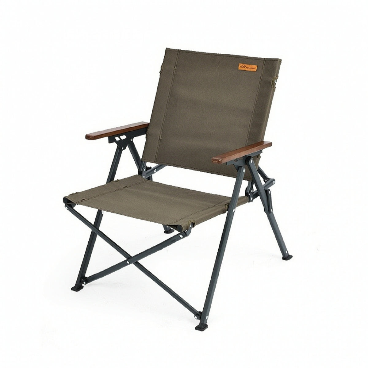 Outdoor Chair with Wooden Armrests Portable Folding Chair Foldable for Campers, Anglers, Camping, Picnics, Fishing