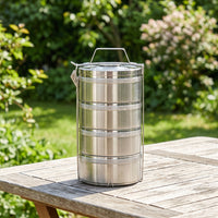 Stainless Steel Belly Tiffin Stacked Insulated Food Carrier Portable Container for Picnic