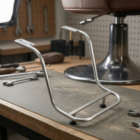 Steel Footrest Bracket Curved Barber Chair Footrest Replacement Foot Rest Chrome Finish Salon Hardware Rubber Feet