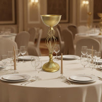 Tall Gold Flower Stand Light Luxury Wedding Centerpiece Vase European Style Metal Pedestal Vase for Banquet, Entryway, Dining Table