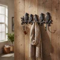 Bird Hook Rack Rustic Bird Coat Hook Rack Cast Iron Key Holder Nature-Inspired Hardware Heavy Duty for Homeowners, Entryway
