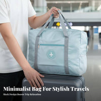 Foldable Travel Bag Portable Waterproof Luggage Bag Lightweight Travel Duffel with Trolley Sleeve for Men, Students, Moving, Weekend Getaways, Airport
