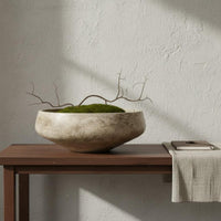 Wood Grain Lichen Bowl Handcrafted Look Tabletop Decorative Dish