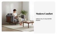 Upholstered Wooden Settee Nordic aesthetic Sofa Modern Design Couch for Renters, Homeowners, Apartment, Lounge Area, book corner corner