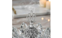 Silver Finish Crystal Lotus Incense Burner Decorative Glass Lotus Incense Holder Meditation Home Decor Spiritual Cleansing