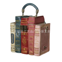 Vintage Stacked Book Novelty Handbag in Leather, Modern Minimalist Style