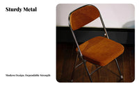 Retro Design Upholstered Folding Chair Foldable Design Household Furniture Portable Collapsible Seat Sturdy Construction for Apartment Dwellers, Young Adults, Bedroom, Small Areas, Dining Room, Office