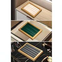 Jewelry Display Tray Wooden Band Display Tray Ribbed for Shop Owners, Vanity, Dresser, Showcase