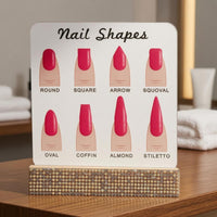 Rhinestone Nail Shape Chart Printed Acrylic Nail Display Stand Decorative Clear Acrylic Display for Manicurists