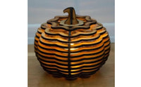 LED Pumpkin Lantern Wood-Toned LED Jack-O'-Lantern Pumpkin Light Interlocking Decor Lighted for Decorators, Tabletop
