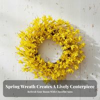Yellow Forsythia Wreath Versatile Decor Artificial Forsythia Wreath Vivid and Lively Yellow Flower Garland for Gift Recipients, Porch, Patio