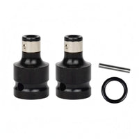 2 Pieces Heavy-Duty Hex Converter Adapter Head Knurled Grip Hex Adapter Head Black and Silver Power Tools Accessory Metal Top