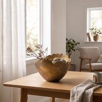 Bowl with Rim Cast Aluminum Decorative Bowl Sculptural for Living Room