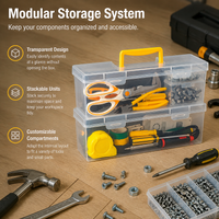 Compartment Storage Box, Craft Storage Organizer with Handle, Stackable Translucent Bead Storage for Building Blocks, Screws & Parts