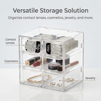 Cosmetic Storage Box with Mirror and Drawer Organizer, Transparent Makeup Case for Vanity Table, Desktop Beauty for Bedroom Dresser
