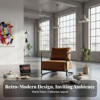 Retro Design Upholstered Sled Base Armchair Industrial Design Cafe Chair Sturdy Construction Commercial Furniture Comfortable Cushioning for Business Owners, Interior Designers, Homeowners, Restaurant, Tea House, Reception Area
