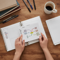 B5 Cornell Mind Map Notebook with Detachable Loose-Leaf Pages for Students